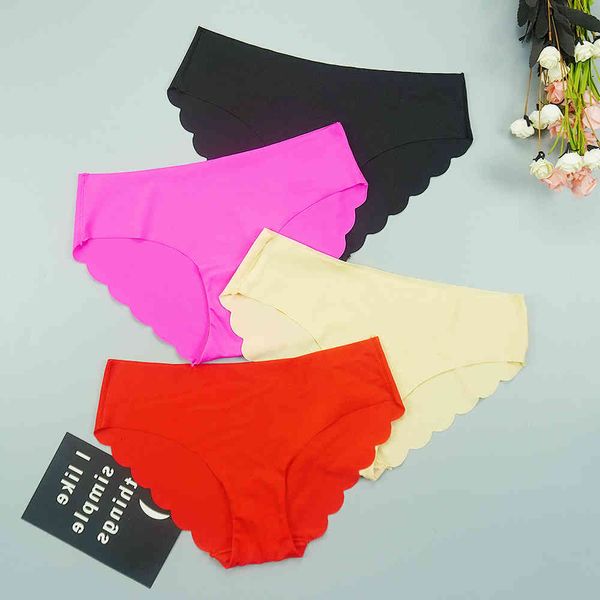 

women's seamless underpants panties briefs ice silk female panty s-xxl mid rise knickers intimate underwear lingerie, Black;pink