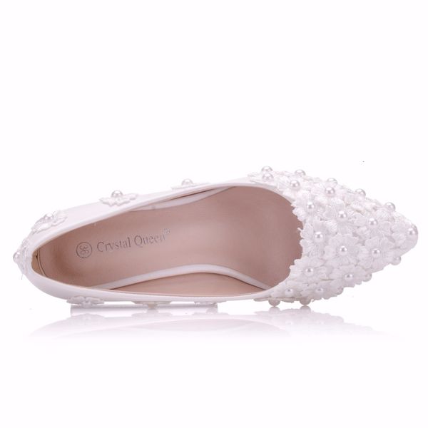 

sandals ballet white pearl lace flat heel casual shoes pointed toe women wedding princess flats, Black