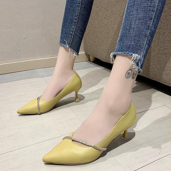 

dress shoes stiletto shallow mouth party shoe women pumps pointed toe solid color wedding woman high heels zapatillas mujer, Black