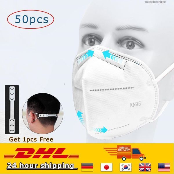 

95% Masks Dhl Factory Fast Shipping 50pcs Kf94 Filtration Anti-dust Reusable Breathing Face Mask for Adult Women Men