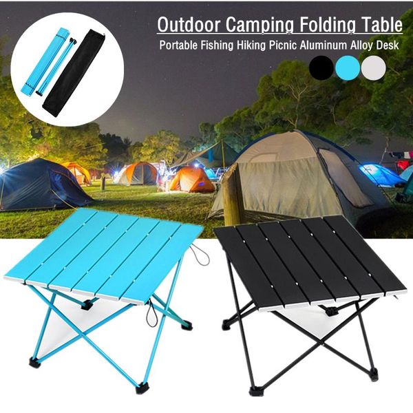 

portable outdoor aluminum alloy folding table mini barbecue camping desk hiking picnic collapsible camp furniture