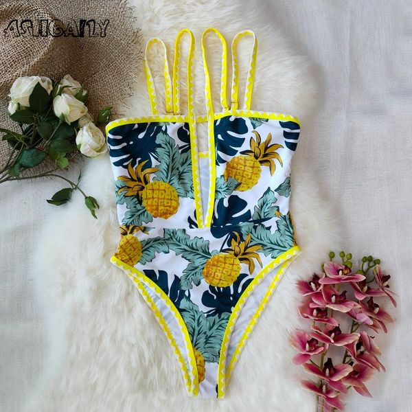 

ashgaily 2021 one piece swimwear women swimsuit floral v neck bathing suit beach wear padded bodysuit monokini female one-piece suits