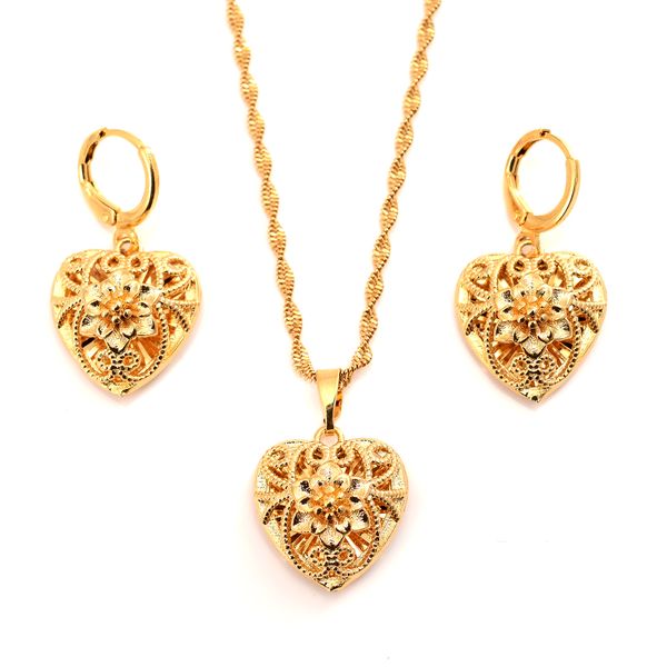 Pequeno coração deixa flores pingente colar cadeia 18 k fino maciço ouro gf amor romântico jóias moda mulheres menina / presente agradável