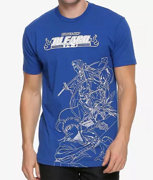 

anime bleach character line art t-shirt new 100% authentic & official, White;black