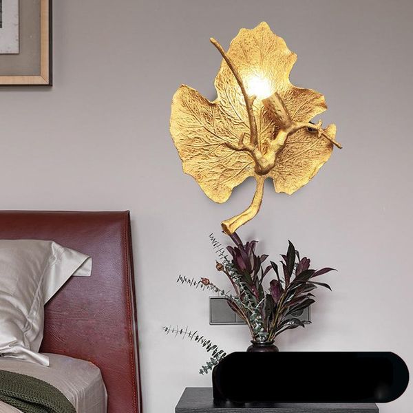 

wall lamp aestheticism leaf luxury copper living room bedroom elegant appearance soft light porch lights