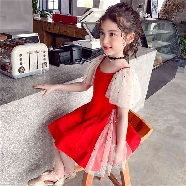 

red party for girls girl dress chiffon summer tutu patchwork dance kids evening birthday dresses 4 7 8 9 12, Red;yellow
