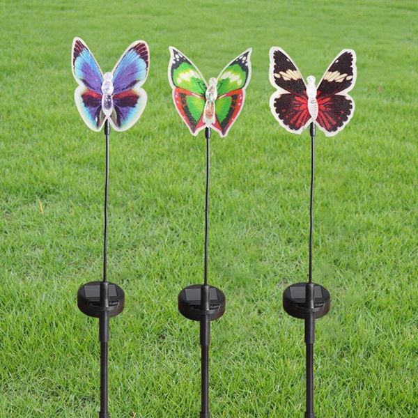 

solar led lawn light fiber optic butterfly shape lamp for outdoor garden courtyard walkway wall lamps