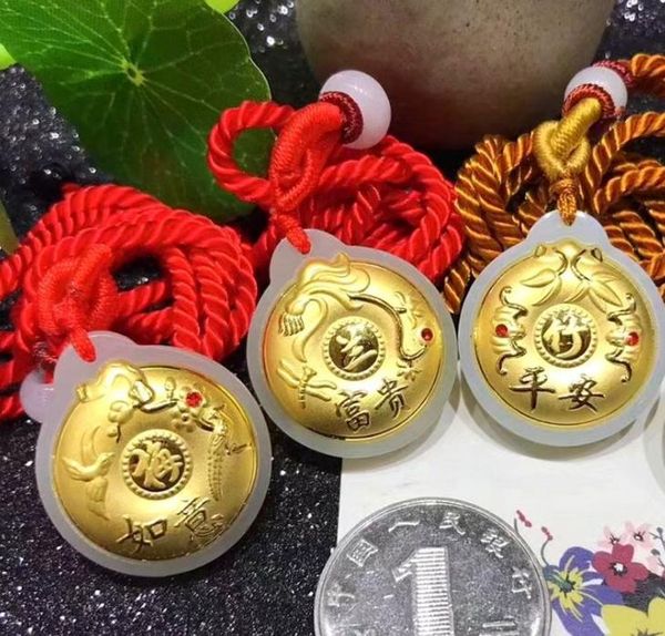

lockets hetian jade set 4d gold double pendanth47#, Silver