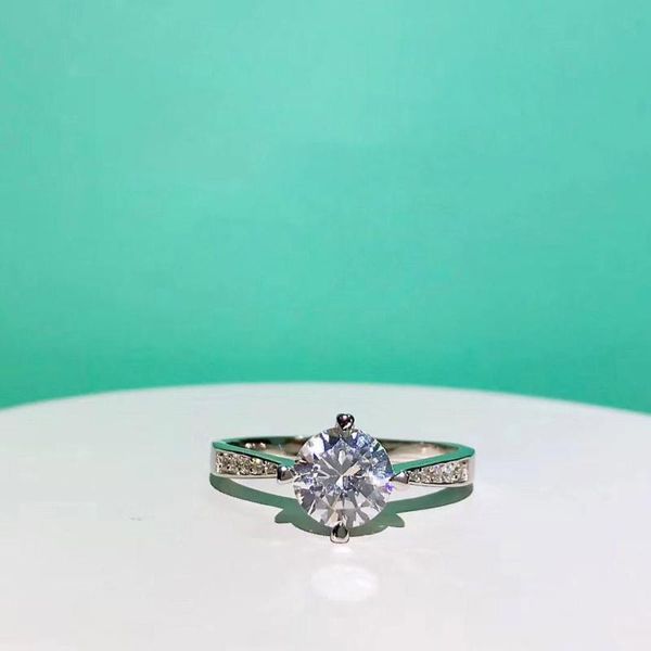 

cluster rings jz tfb rllen 1: 1 original 925 sterling silver transparent round gem ring with logo diy jewelry for women., Golden;silver