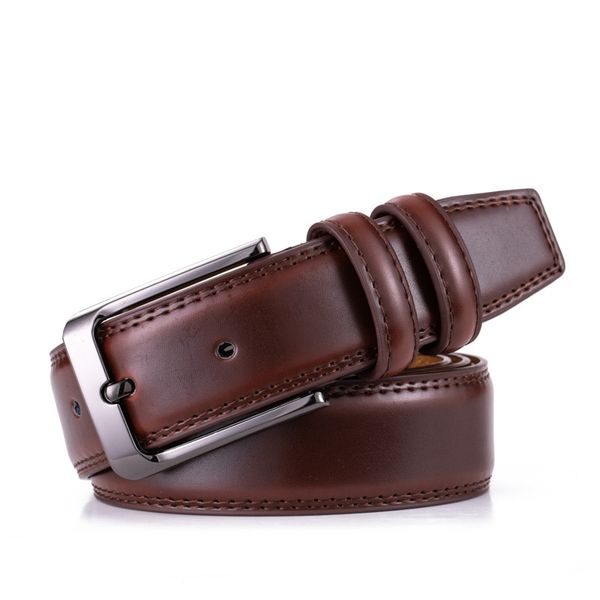 

leather needle buckle men's leisure leather youth trouser belt, Black;brown