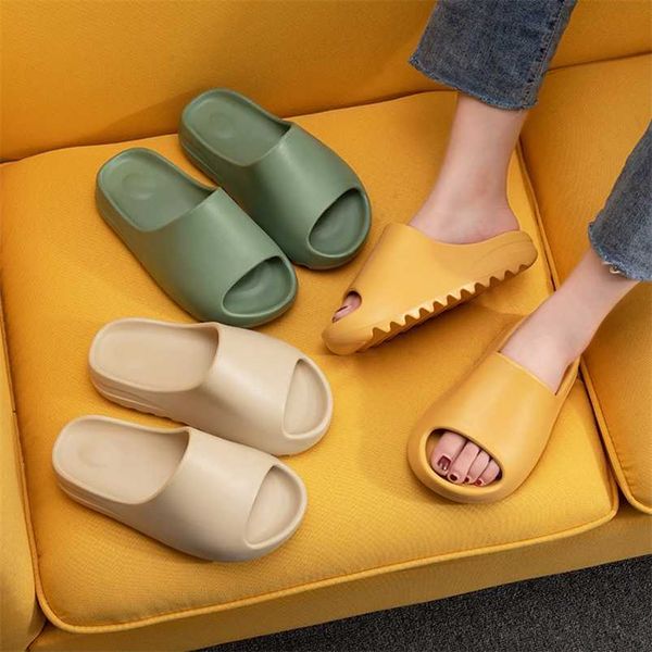 

summer slippers luxury brand slides women sandals casual beach shoes eva mules men bath slipper 211110, Black