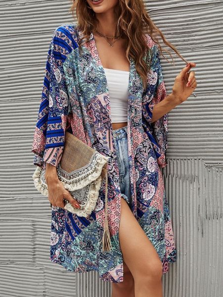 

paisley print kimono b2vz#, White;black