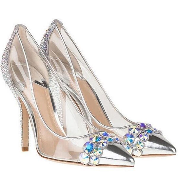

sandals est fashion women shoes luxury noble dress price ankle bling rhinestone summer pvc transparent party, Black