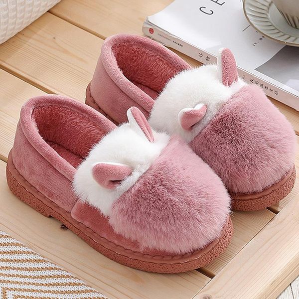 

winter warm home ladies slippers plush autumn cotton ear indoor womens cute office shoes, Black