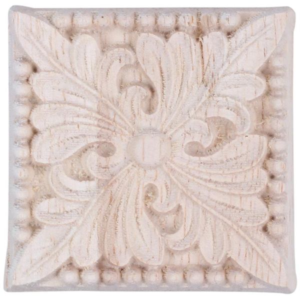 

wall stickers natural wood appliques square flower carving decals decorative wooden mouldings for cabinet door furniture decor craft