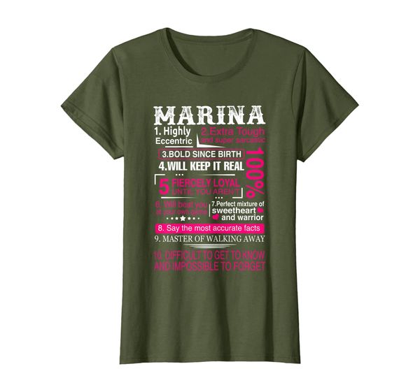 

Ten Facts About Women Name Is Marina First Name Gift T-Shirt, Mainly pictures