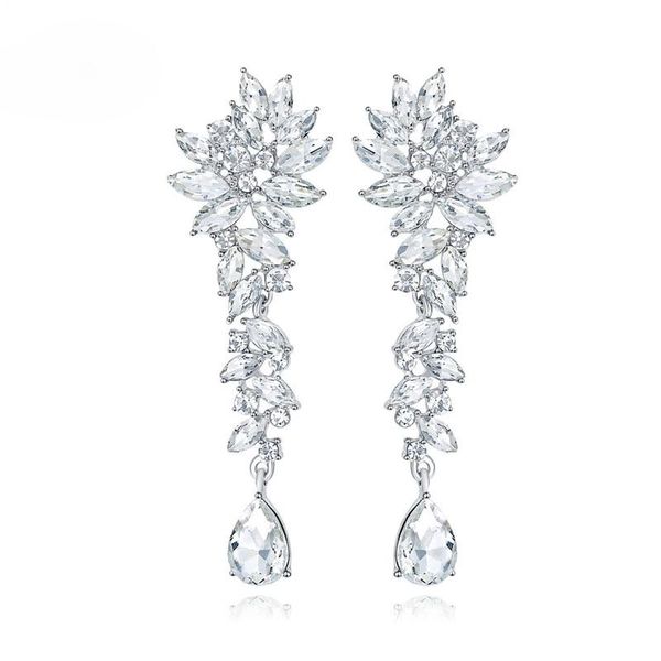 

crystals rhinestones wedding dangle earrings bridesmaids chandelier bridal drop women girls jewelry &, Silver