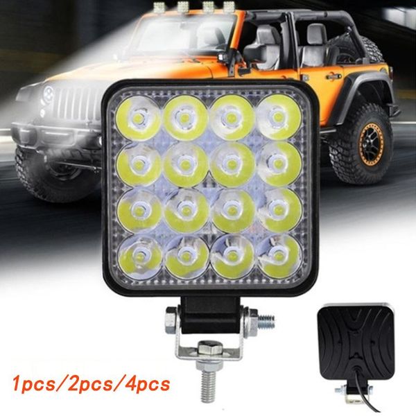 

car headlights auto led working light mini square 16 48w auxiliary refit headlight spot lamp accessories