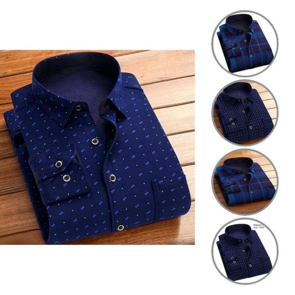 

men's casual shirts winter shirt turn-down collar soft pocket plus velvet men, White;black