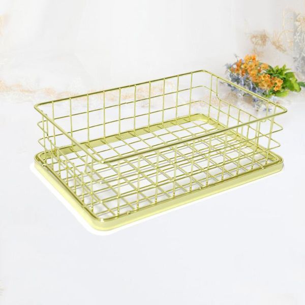

storage baskets golden short fashion basket iron multifunctional organizer creative deskcontainer