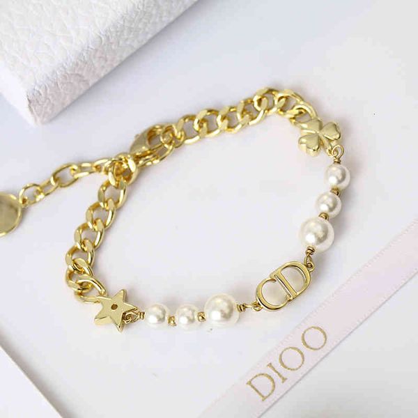 

d home letter bracelet classic dijia pearl net red fashion brass, Golden;silver