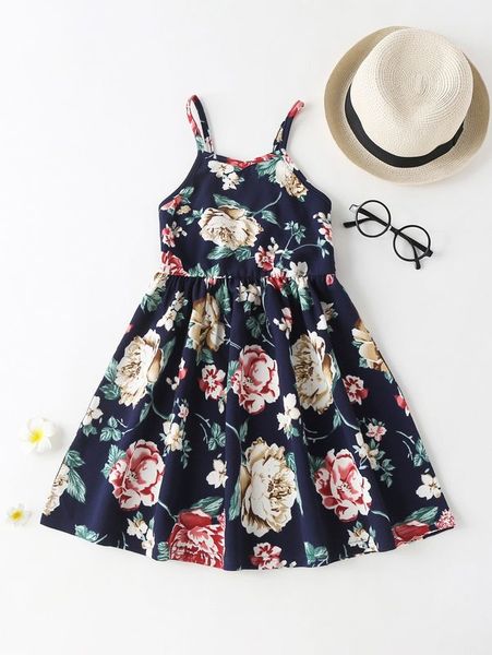 

girls floral print cami dress she01, Red;yellow