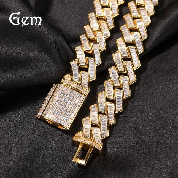 

chains hip-hop bar iced out cuban chain cz retro punk necklace for men and women accessories jewelry christmas gifts, Silver