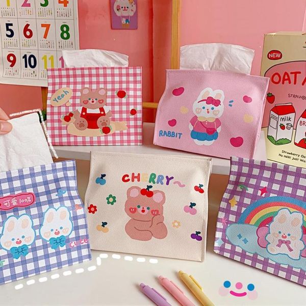 

tissue boxes & napkins cartoon soft faux leather adorable printing napkin home organizer kitchen for storage and order