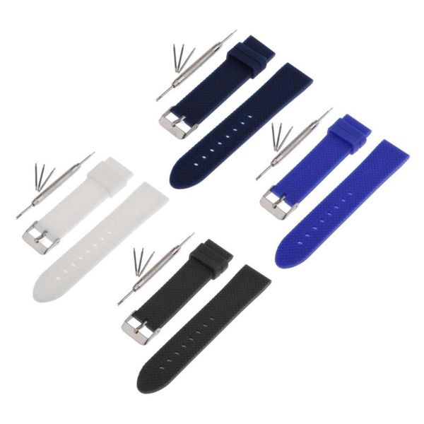 

watch bands replacement 22mm silicone strap band & tool for 4 colors, Black;brown