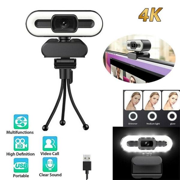 

webcams 4k webcam auto focus hd with fill light rotatable lapweb camera pc computer microphone for youtube video