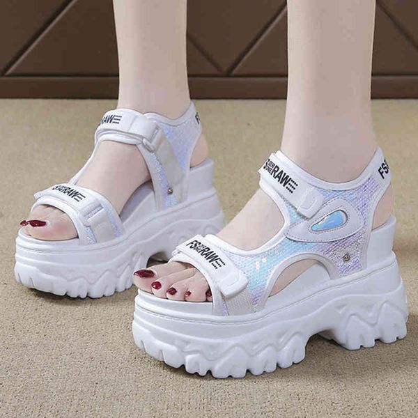 

sandals rimocy sequin platform sandals, low sandals for women, high heels, summer open finger, women's casual shoe, 8z3q, Black