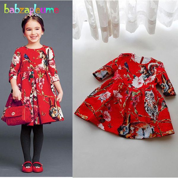 

girl's dresses 3-8years/spring autumn baby girls princess birthday dress for children clothing flowers long sleeves kids clothes bc1373, Red;yellow
