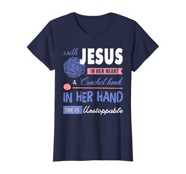 

Womens With Jesus In Her Heart Crochet Hook In Her Hand Tshirt, Mainly pictures