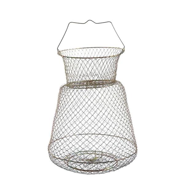 

fishing accessories 15.7 inch height gold tone folding spring design 3 layers fish cage keep net for fisher