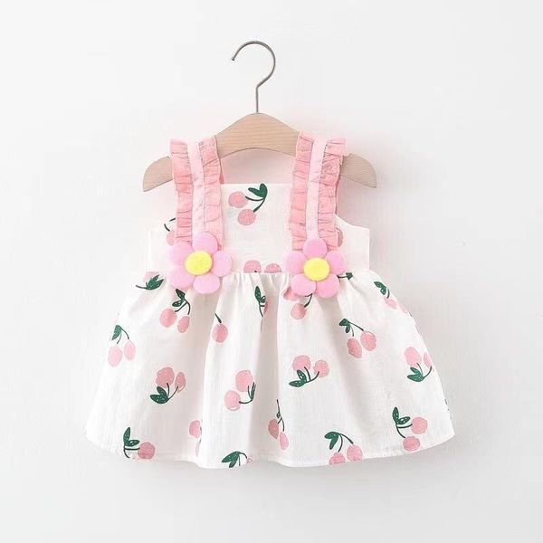 

girl's dresses 2021 baby girls dress cotton print sleeveless princess summer infant toddler kids children's clothes, Red;yellow