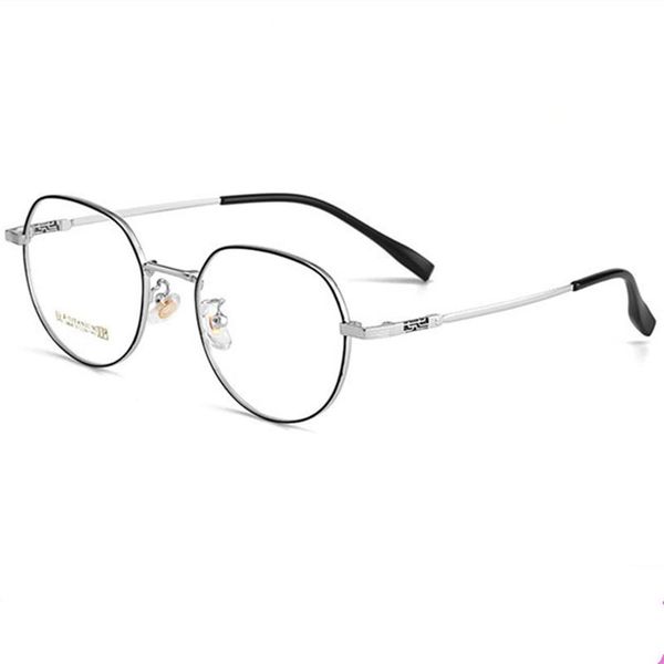 

fashion sunglasses frames titanium alloy wide-rim spectacle frame men's retro trend eyeglasses women's fresh art and light myopia, Black