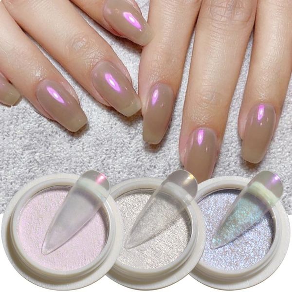 

nail glitter 6pcs/set aurora pink purple powder solid mirror mermaid rubbing pigment art decoration for manicure trg01-06-1, Silver;gold