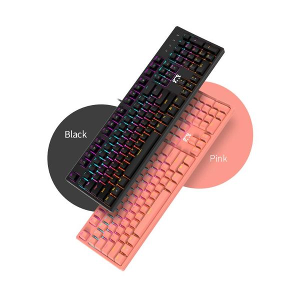 

wired mechanical keyboard mixed light 104 keys gaming office ergonomic keyboards