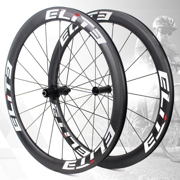 

bike wheels elite road carbon fiber wheelset 700c 3k twill rim tubeless ready with sapim secure lock nipple pillar 1423 spokes