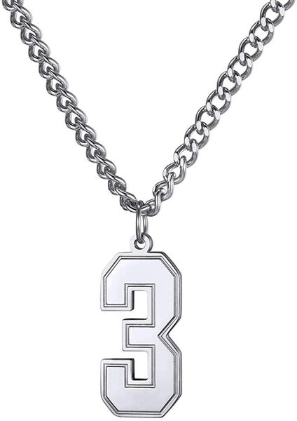 

pendant necklaces kpop number necklace,boys men stainless steel soccer/football/basketball/baseball necklace athlete sports fan gift, Silver