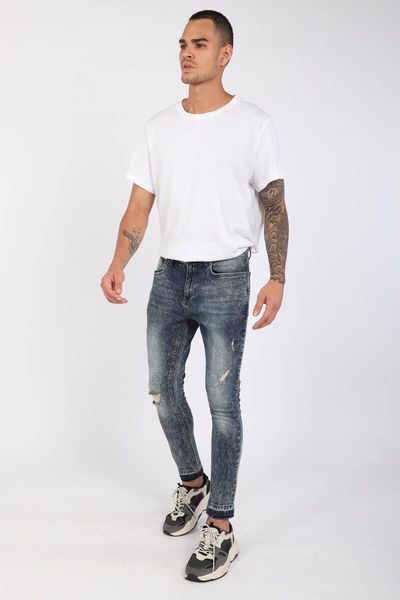 

men's jeans trotting detailed dark blue jean pants