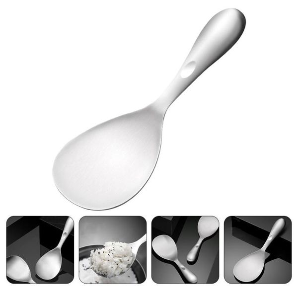 

spoons 1pc stainless steel rustproof rice paddle durable spoon spatula (silver)