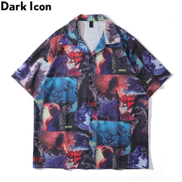 

printed polo shirt men vintage street man blouse male 210603, White;black