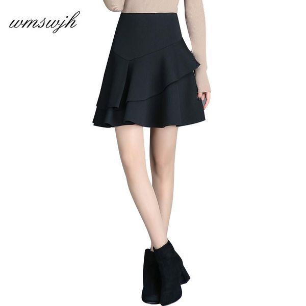 

skirts black short skirt female 2021 autumn and winter korean version high waist large size a word ruffled