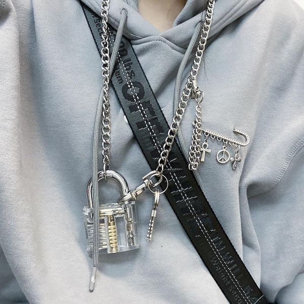 

big transparent lock with a key on instagram is fun necklace for punk rock pendant necklaces, Silver