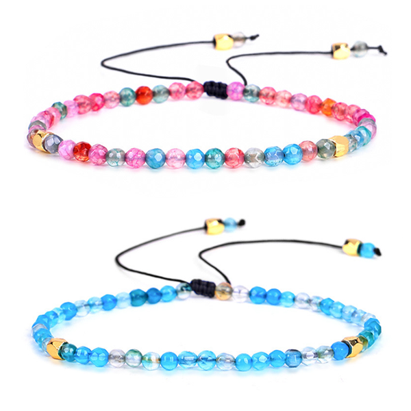 

irregular cut corner 4mm mini bracelet fashion natural stone beads handmade charm bracelets for women jewelry, Golden;silver