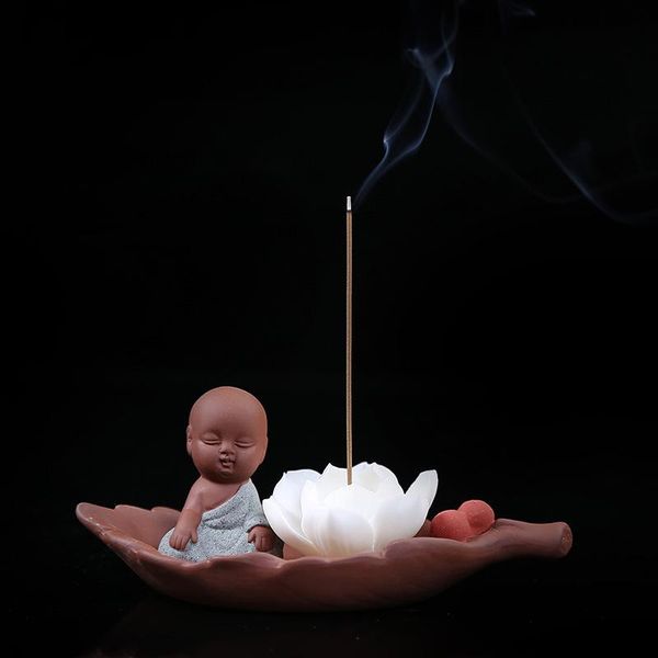

ceramic sandalwood aroma burner zen incense holder meditation monk lotus censer home decor crafts room fragrance lamps