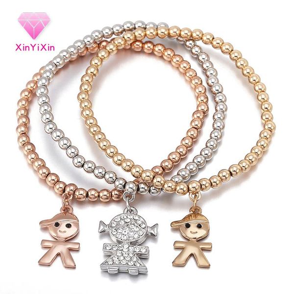 

link, chain trendy statement bracelet charms boy girl design crystal bead gold silver women jewelry gifts girls kids, Black