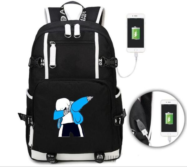 

backpack dabbing undertale sans students usb charge mochila canvas shoulder bag travel school casual lapbagpack