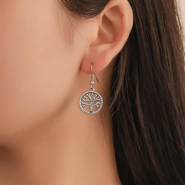 

dangle & chandelier earring korean tassel vintage tree of life long earrings for women 2021 engagement wedding jewelry, Silver